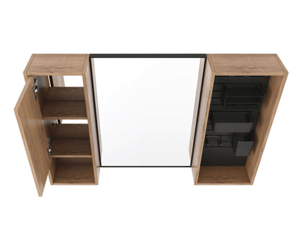41.6" Wall Mounted Bathroom Cabinet With Soft Close Door, Storage Cabinet Featuring - Imitative Oak