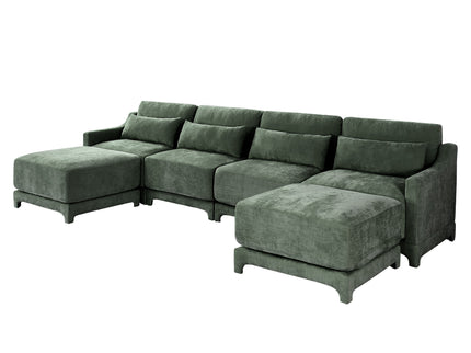Stylish Sofa With Ottoman And Lumbar Pillows, Ergonomic Design