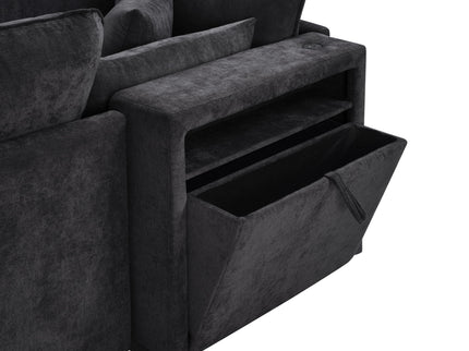 Modern Sectional Sofa U-Shaped With Movable Ottoman Storage Armrests And USB Ports