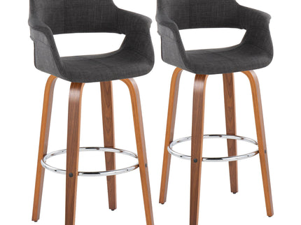 Vintage Flair - Mid Century Modern Fixed Height Barstool With Swivel & Round Footrest (Set of 2)