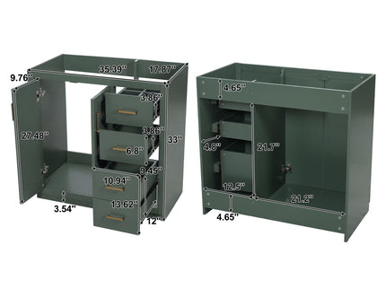 Retro Style Bathroom Vanity, 3 Drawers & Soft Closing Doors