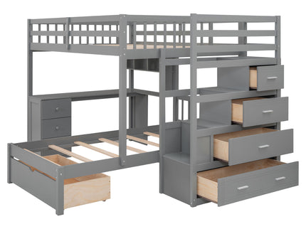 Bunk Bed With Desk, Drawers And Shelves