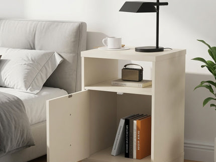 Nightstand With Door & Shelf, 2 Drawer Side Table
