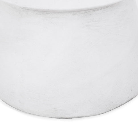 Outdoor Lightweight Concrete End Table With Hourglass Structure - Antique White
