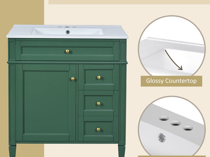 Bathroom Vanity With Top Sink, 2 Drawers & Tip Out Drawer