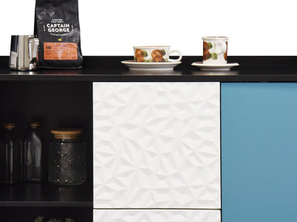 Modern Sideboard Buffet Cabinet With Doors And Unique Panel Styling