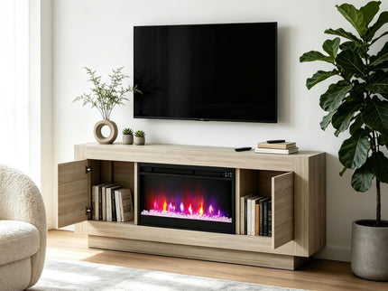 Fireplace TV Stand - Beige