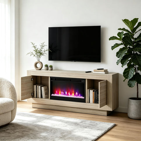 Fireplace TV Stand - Beige