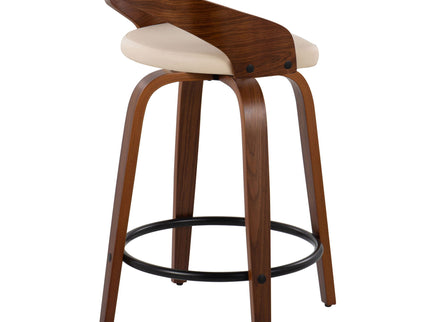 Grotto - Mid-Century Modern Fixed Height Counter Stool & Swivel With Round Footrest (Set of 2)