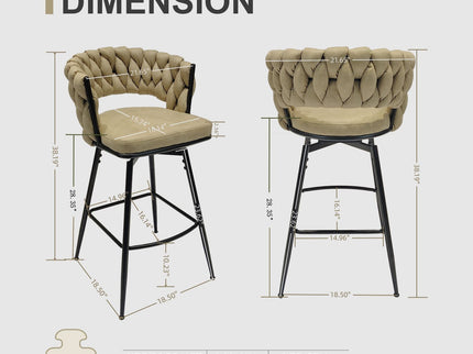 Bar Stool 360 Swivel With Back Footrest
