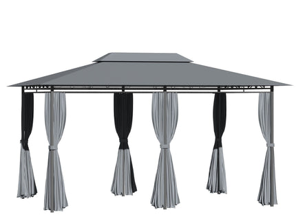 Outsunny - Patio Gazebo, Outdoor Gazebo Canopy Shelter With Curtains, Vented Roof, Steel Frame For Garden, Lawn, Backyard And Deck, - Sage Gray