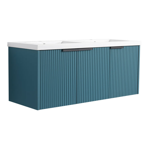 Contemporary Wall Mounted Bathroom Vanity With Resin Double Sink