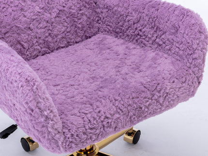 Office Chair, Artificial Rabbit Hair Home Office Chair With Metal Base, Adjustable Desk Chair Swivel Office Chair, Vanity Chair