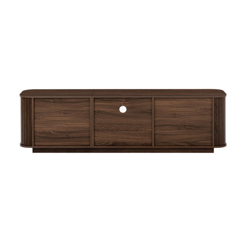 70" TV Stand With Ample Storage, Curved Corners - Dark Brown