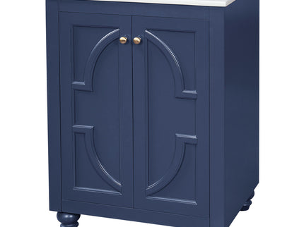 Bathroom Vanity With Ornate Elliptical Motif, Soft Close Hinges