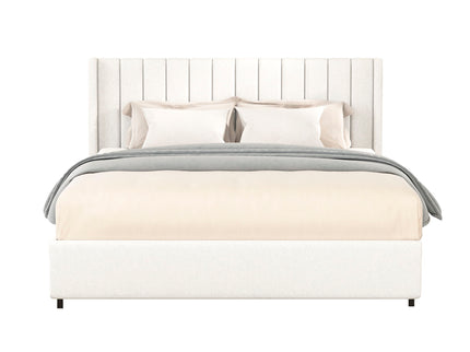 Anda - Boucle Upholstered Platform Bed With Patented Drawers Storage - Ivory
