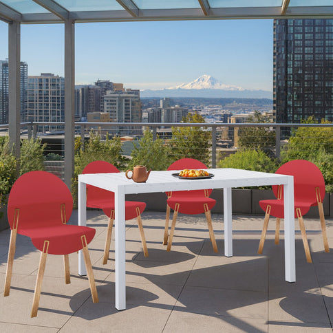 4 Piece Set Of Single Chairs With Long Table