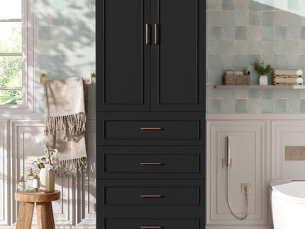 Freestanding Bathroom Cabinet With 3 Drawers, Adjustable Shelf, Soft Close Doors