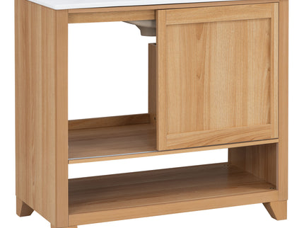 36" Bathroom Vanity With Sink, Soft Close Drawers - Natural