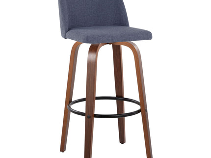 Toriano - Mid Century Modern Fixed Height Barstool Swivel And Round Footrest (Set of 2)