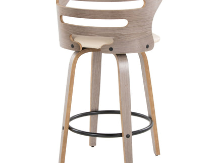 Cosini - Mid Century Modern Fixed Height Barstool With Swivel And Round Footrest (Set of 2)