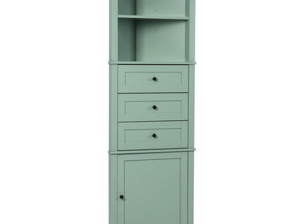 Tall Storage Cabinet With 3 Drawers And Adjustable Shelves For Bathroom
