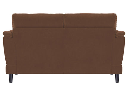 Dania - Upholstered Crescent Loveseat With Curved Tufted Arms - Rust
