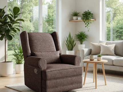 Extra Wide Swivel Recliner Glider Chair With Footrest - Brown
