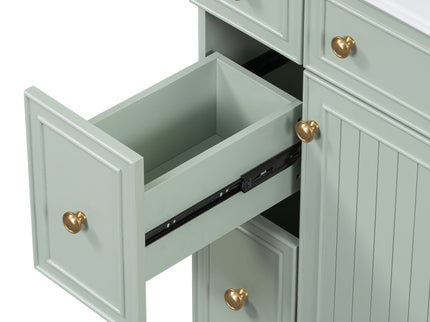 Transitional Style Bathroom Vanity Cabinet With Ceramic Sink