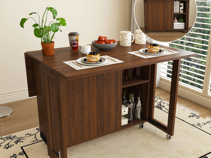 3 In 1 Foldable Side Table With 4 Storage Shelves