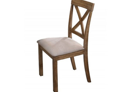 Dining Chair With Open X Back (Set of 2) - Brown / Beige