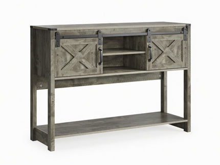 Farmhouse Entryway Table With Sliding Barn Door