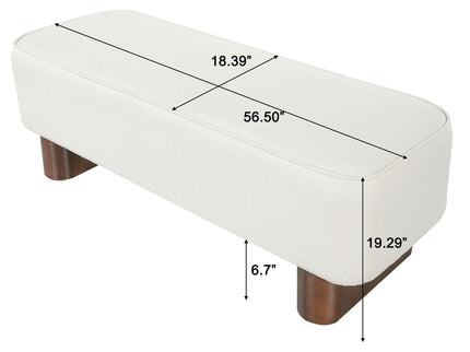 Upholstered Ottoman Bench With Thick Padded Design - Beige