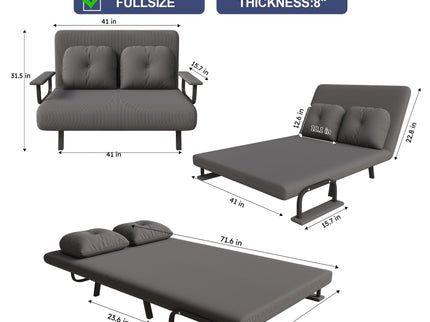 5 In 1 Convertible Sofa Bed For 2 With Adjustable Backrest