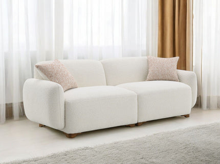 Darius - Boucle Sofa With 2 Toss Pillows - Beige