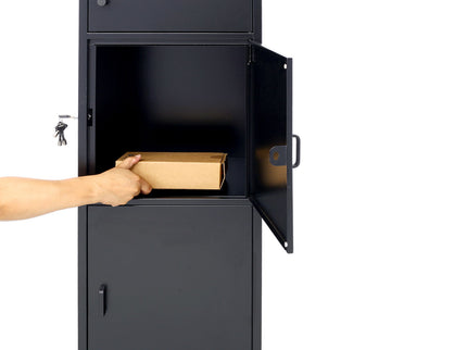 Large Steel Freestanding Floor Parcel Package Drop With Locking Letterbox Drop Mail Box With Multi Compartments - Black