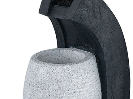 Water Fountain With Vase Design, With Light And Pump, For Indoor And Outdoor - Black / White