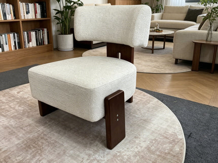 Geometric Armless Accent Chair - Beige / Brown