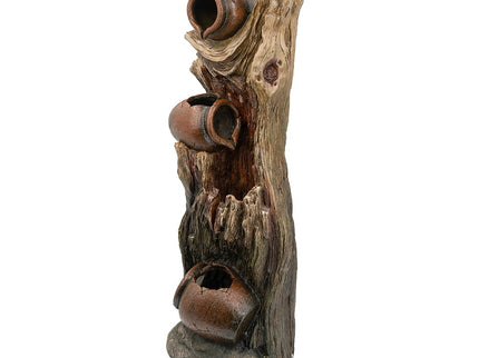 Decorative 3 Tier Tree Trunk Fountain With Lights And Pump - Brown