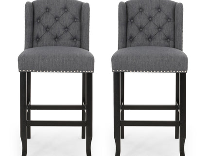 Vienna - Contemporary Fabric Tufted Wingback Counter Stools (Set of 2)