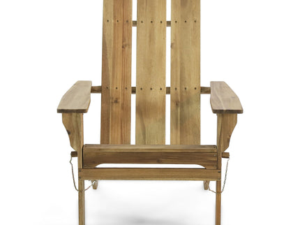 Outdoor Foldable Adirondack Chair With Slat Back - Natural
