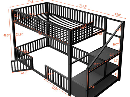 Bunk Bed With Storage Ladder, Compact Design