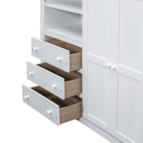 Loft Bed With Built In Wardrobe, Shelves And Drawers