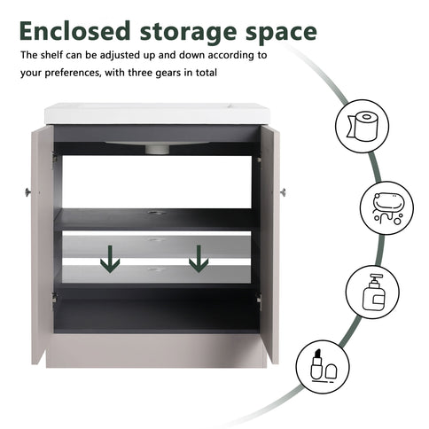 Modern Freestanding Bathroom Vanity With Soft Close Cabinet Doors