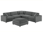 Dark Gray / 4 Seater Sectional And Ottoman