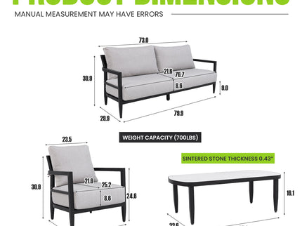 Outdoor Conversation Set With Chairs, Bench Sofa, Tables, Sunbrella Cushions