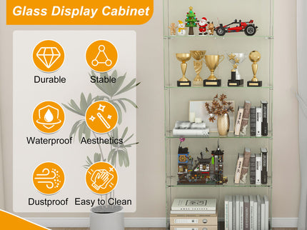 Premium 5 Tier Glass Display Case With 5 Dynamic LED Modes