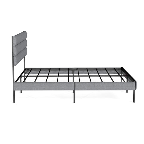 Upholstered Platform Bed Frame With Headboard, No Box Spring Needed, Underbed Storage