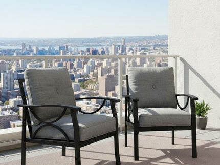 All-Weather Armchairs With Cushions, Modern Sculptural Design (Set of 2)