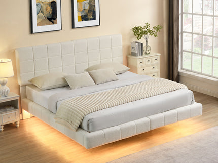 Floating Bed With Light, Soft Touch Surface